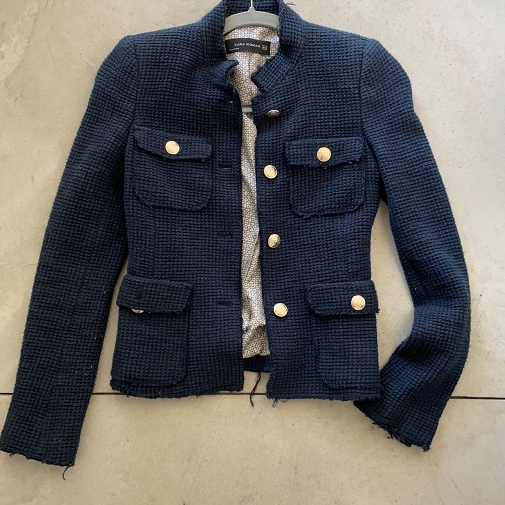 Zara quilted navy jacket